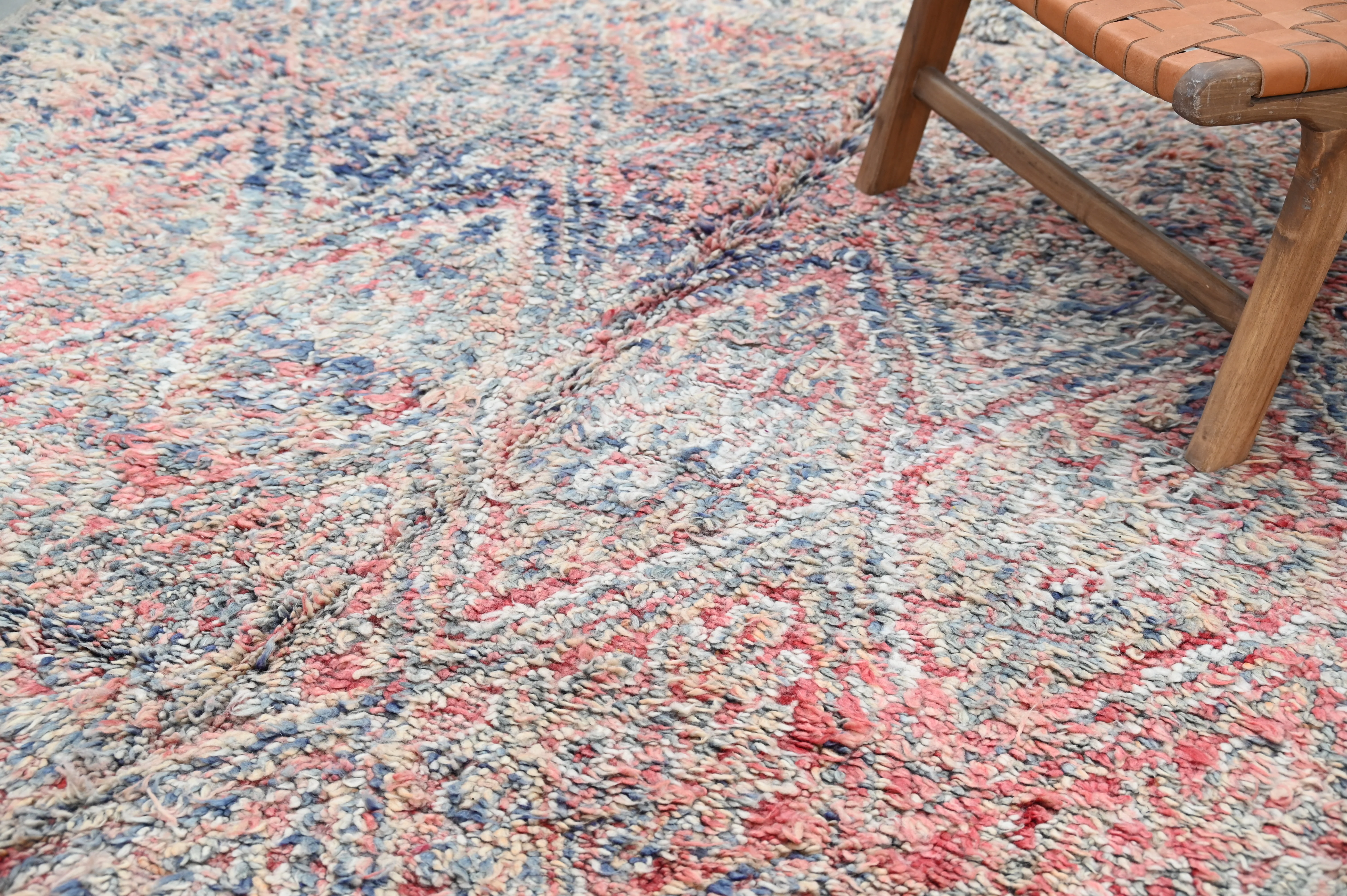 1960s Beni M'Guild Vintage Rug 320×205 cm – Indigo Blue & Faded Brick Red Wool, V-282 - Image 3