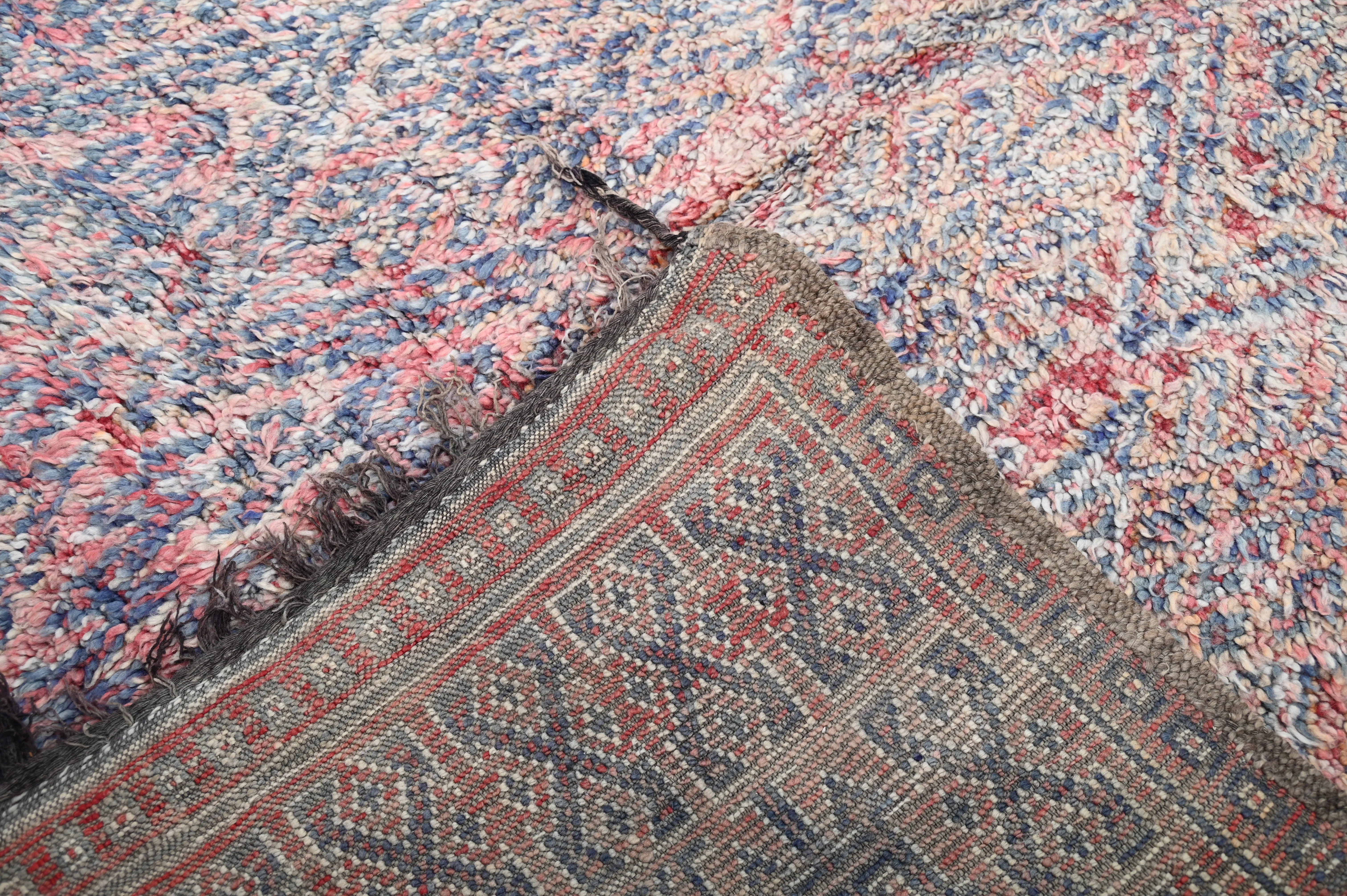 1960s Beni M'Guild Vintage Rug 320×205 cm – Indigo Blue & Faded Brick Red Wool, V-282 - Image 4