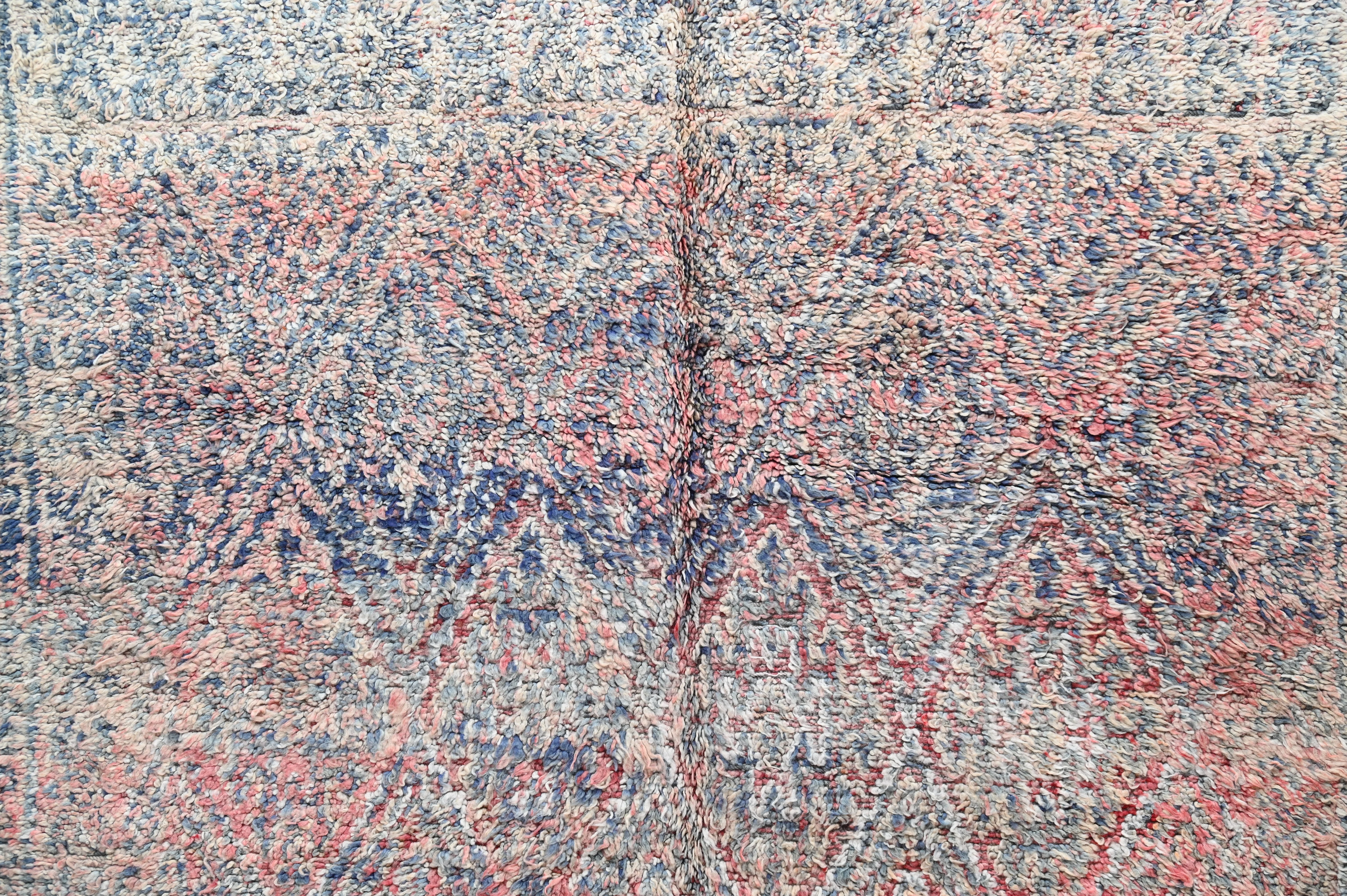 1960s Beni M'Guild Vintage Rug 320×205 cm – Indigo Blue & Faded Brick Red Wool, V-282 - Image 7