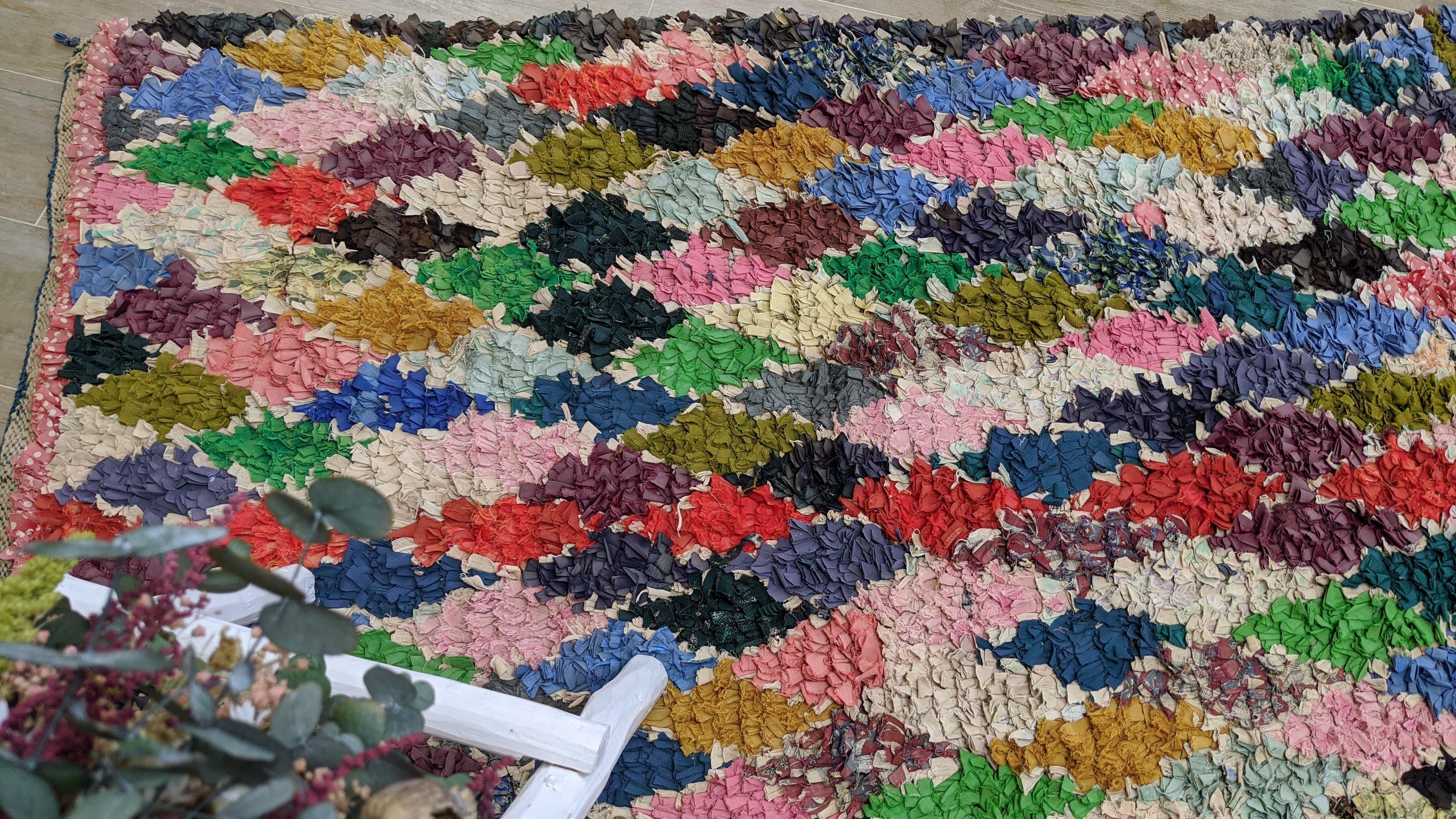 Vintage Boucherouite Rug - 185 x 130 cm || 6.07 x 4.27 feet - Image 3