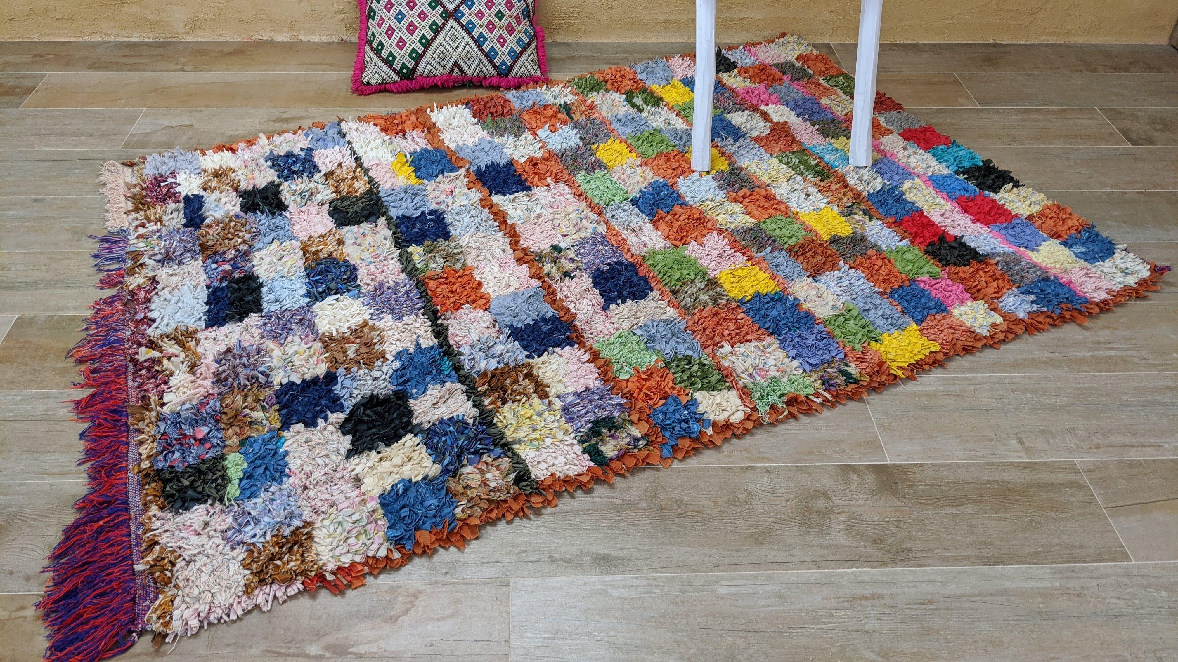 Vintage Boucherouite Rug - 195 x 125 cm || 6.4 x 4.1 feet - Image 5